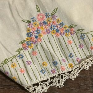 Two Vintage needlepoint, embroidered pillowcases.